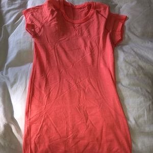 Neon peach pink lululemon swiftly tech shortsleeve